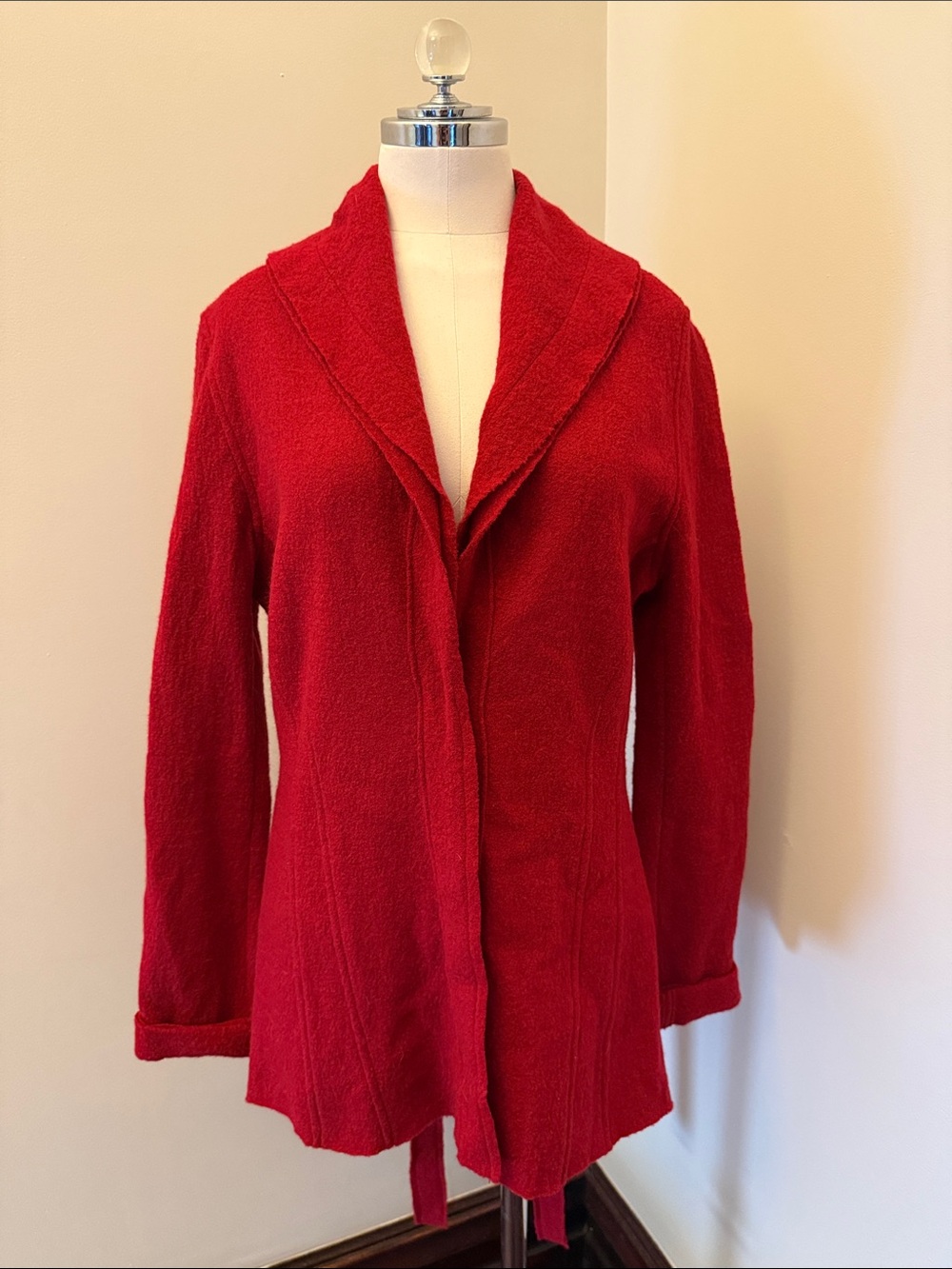 CAbi Red Shawl-Collar Cardigan Jacket
